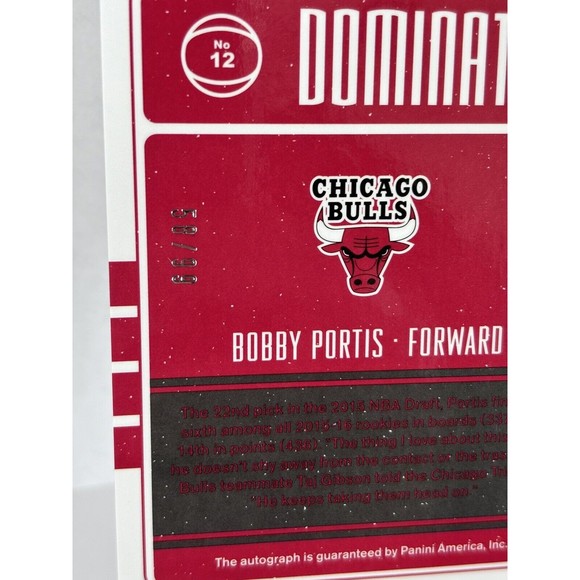 Bobby Portis Autograph 2016 Donruss Optic Dominator /99 Milwaukee Bucks Bulls - Picture 4 of 4